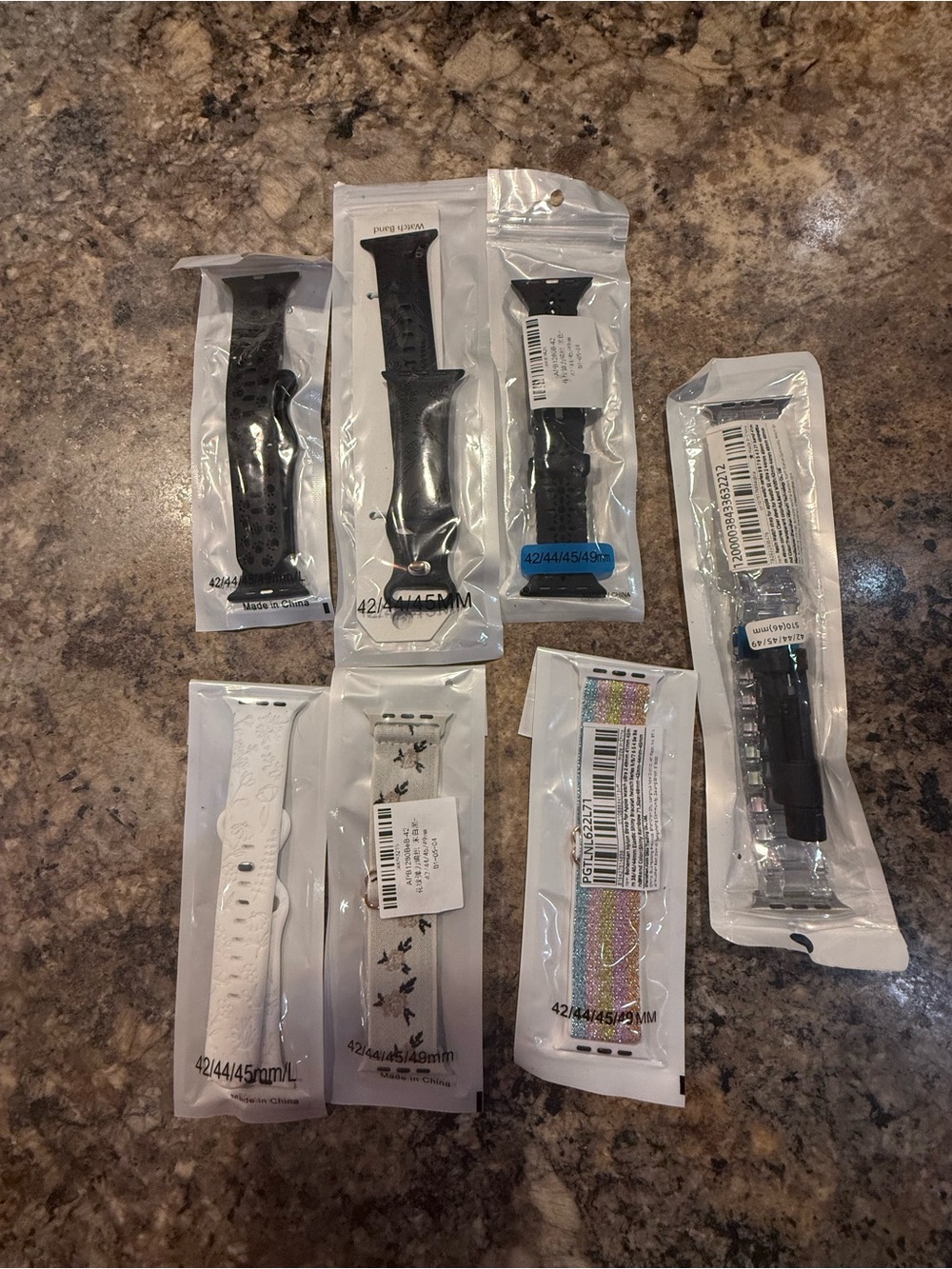 Grouping Lot of 7 New Apple Watch Compatible Bands 42/44/45/49mm